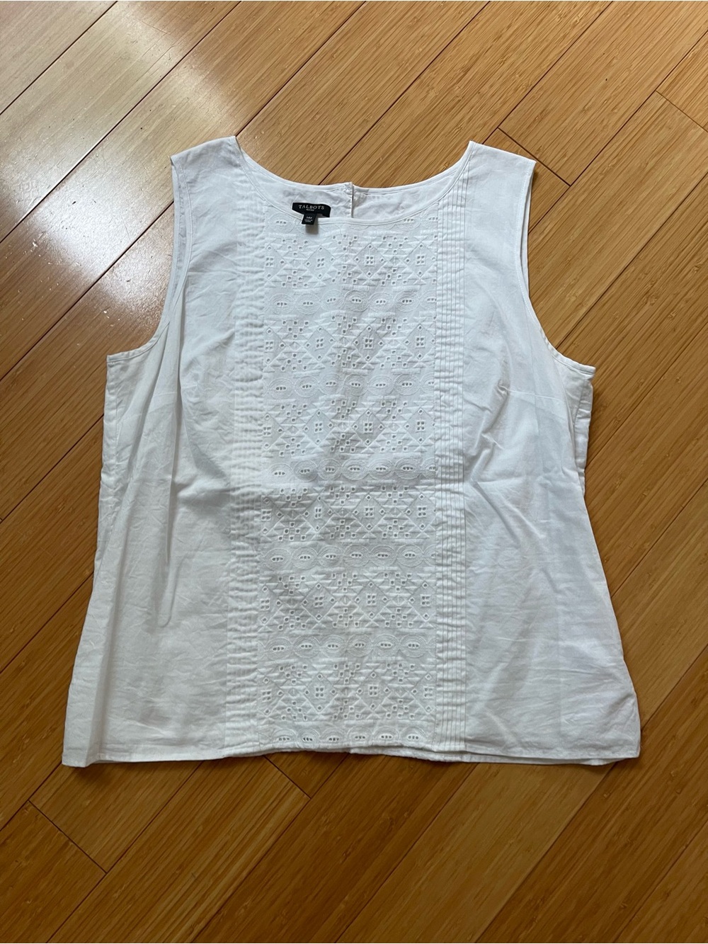 Talbots white Eyelet Sleeveless Cotton Top
